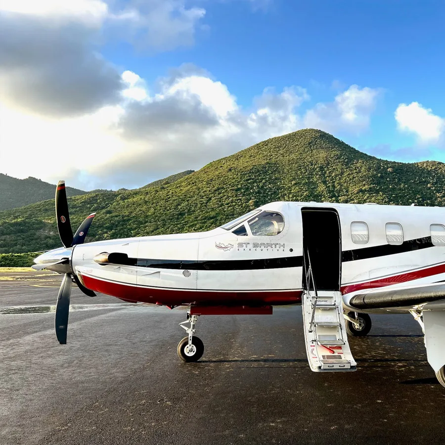 St Barth Executive aircraft on the ground waiting for passengers