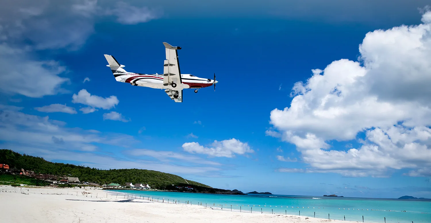 St Barth Executive aircraft taking off from SBH Airport